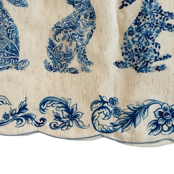 RACHEL ROY Blue Bunny Rabbit TOILE Easter Table Runner 14x90 New - Picture 16 of 16